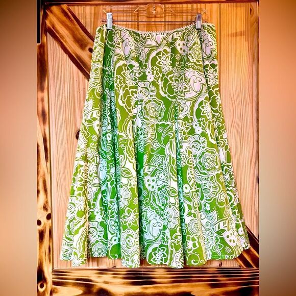 EUC Floral Boho Skirt Grn White 18 - Picture 3 of 9